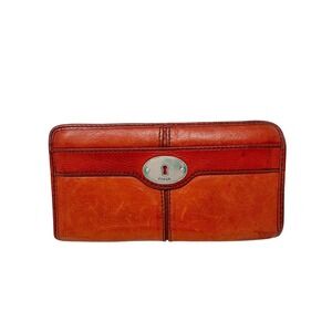 Fossil Maddox Red Leather Zip Around‎ Wallet SL3290